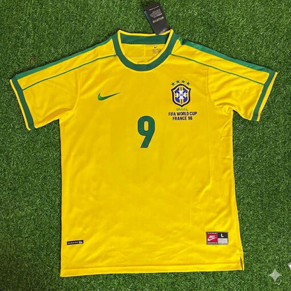 Maillot Rétro Giovane Élber #9 Brésil Coupe du Monde 1998