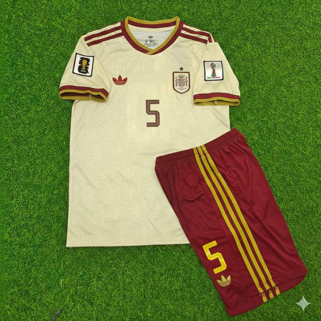 Pau Cubarsi 5- Spain 2026 World Cup Away Kids Football Jersey