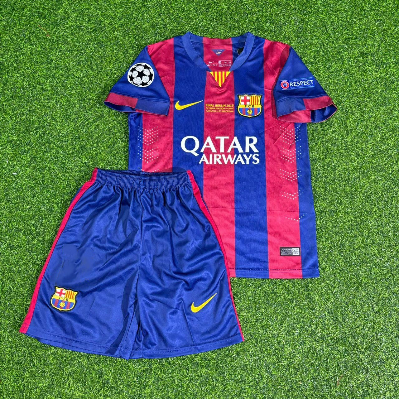 Pedro #7 Barcelona 2015 Champions League Final Kids Retro Jersey