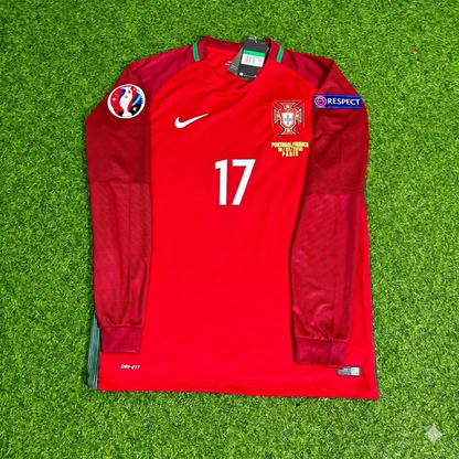 Luis Nani 17- Portugal EURO 2016 Final Long Sleeve Retro Football Jersey