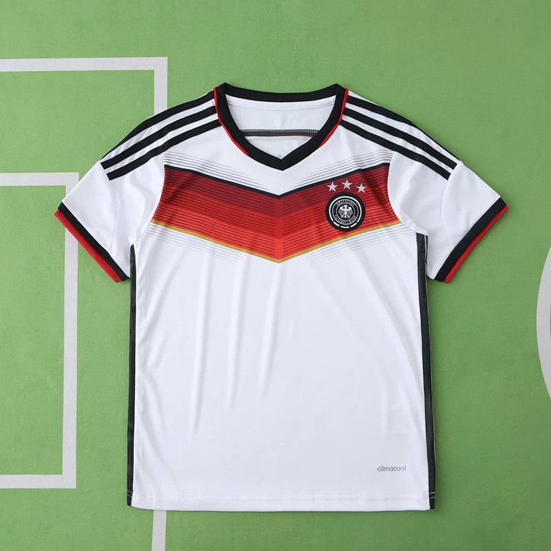 Germany Deutschland 2014 World Cup White Retro Kids Kit Jersey Trikot Maillot Soccer Shirt