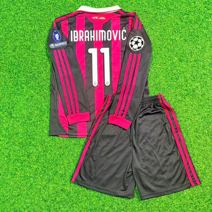 Zlatan Ibrahimovic AC Milan Kids Retro Long Sleeve Football Jersey