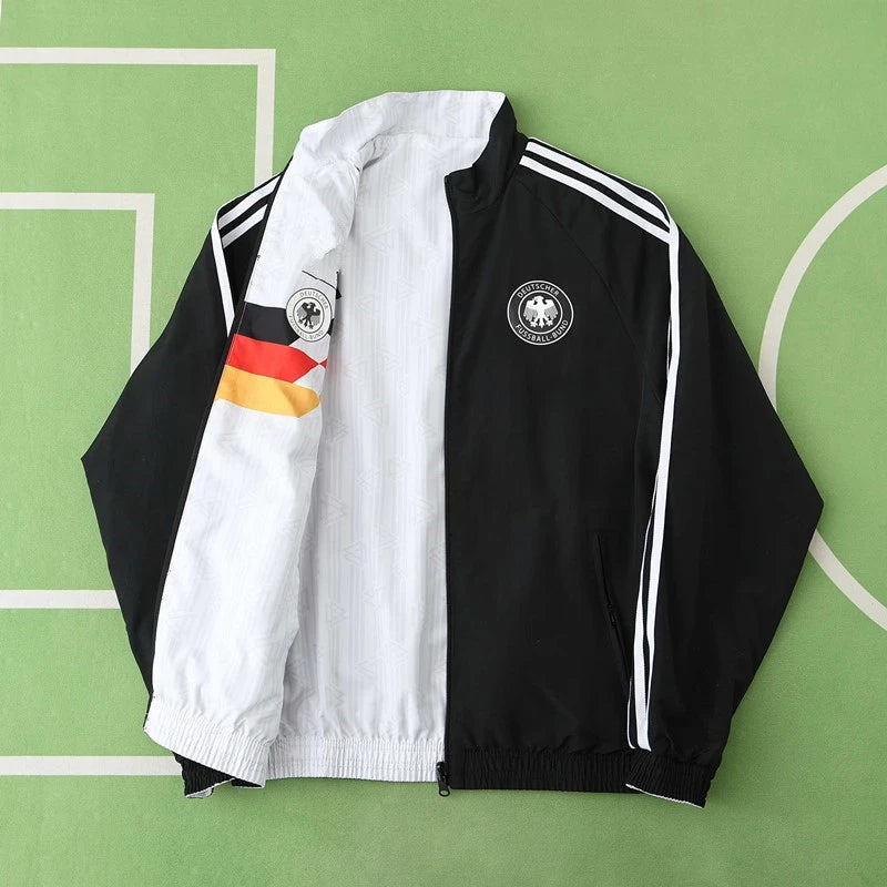 Germany Deutschland Retro Double Sides Windbreaker - Reversible Jacket Black