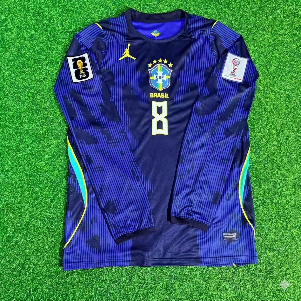 Bruno Guimarães 8# Brazil 2026 World Cup Sleeve Blue Away Jersey Trikot