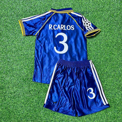 Roberto Carlos Real 1998/1999 Blue Retro Kids Football Jersey
