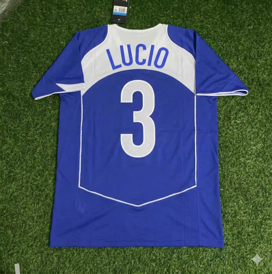 Lucio Brazil 2004 Blue Retro Football Jersey Kit