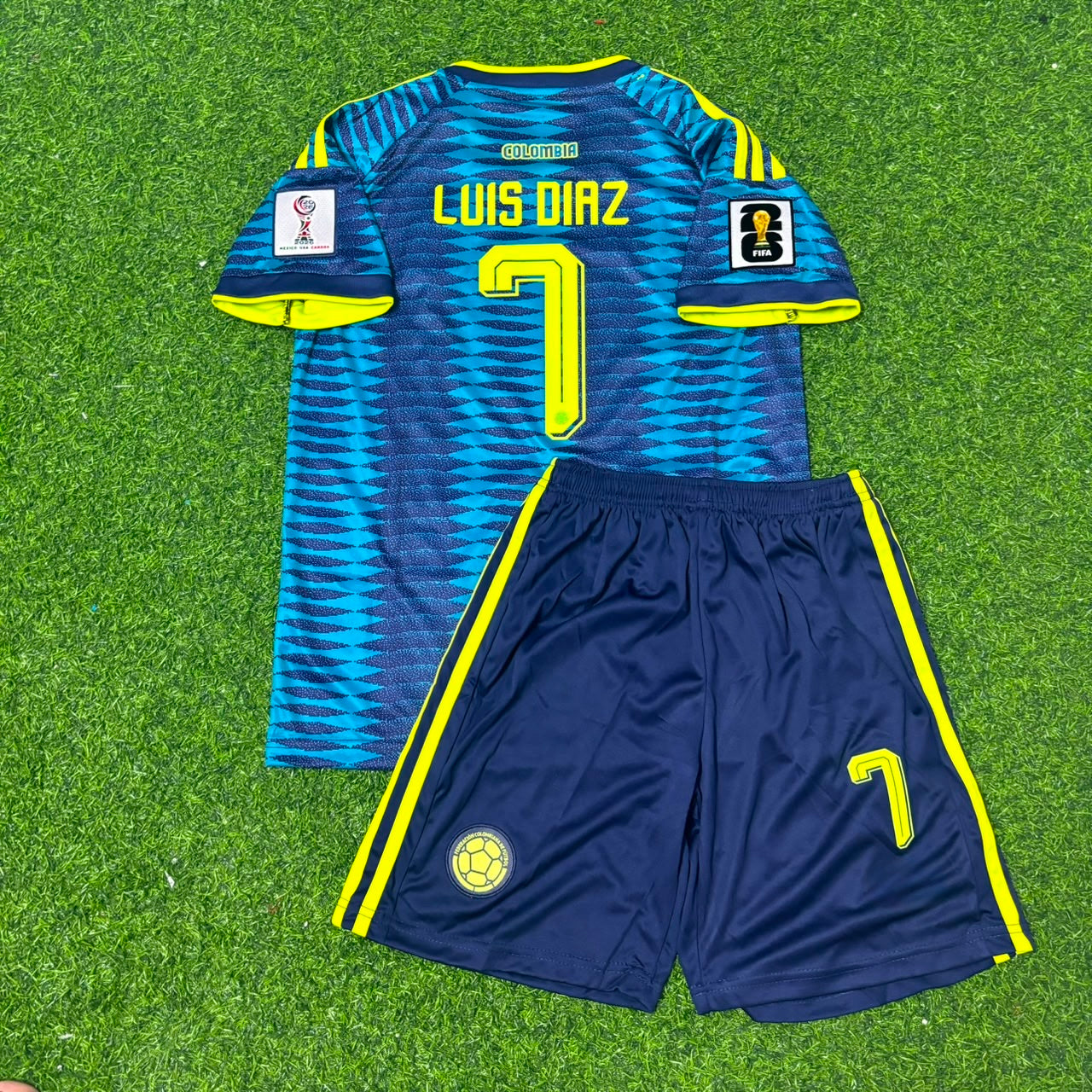 Luis Díaz Colombia 2026 World Cup Away Kids Football Jersey Kit