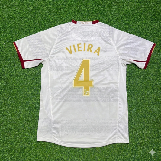 Patrick Vieira #4 Arsenal 2004 2005 Away Retro White Jersey