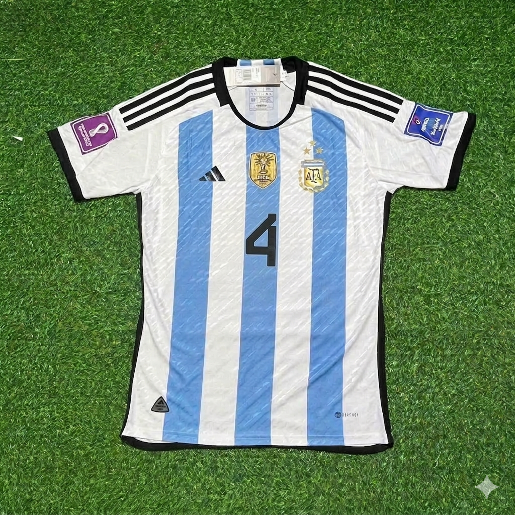 Gonzalo Montiel 4- Argentina 2022 Qatar World Cup Champion Home Jersey Maillot Trikot Maglia Soccer Shirt