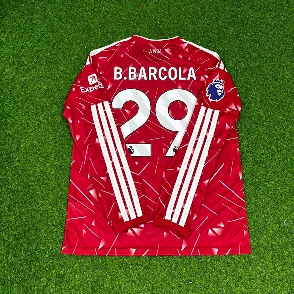 Bradley Barcola #29 Liverpool 2027 New Season Long Sleeve Home Football Jersey Kit