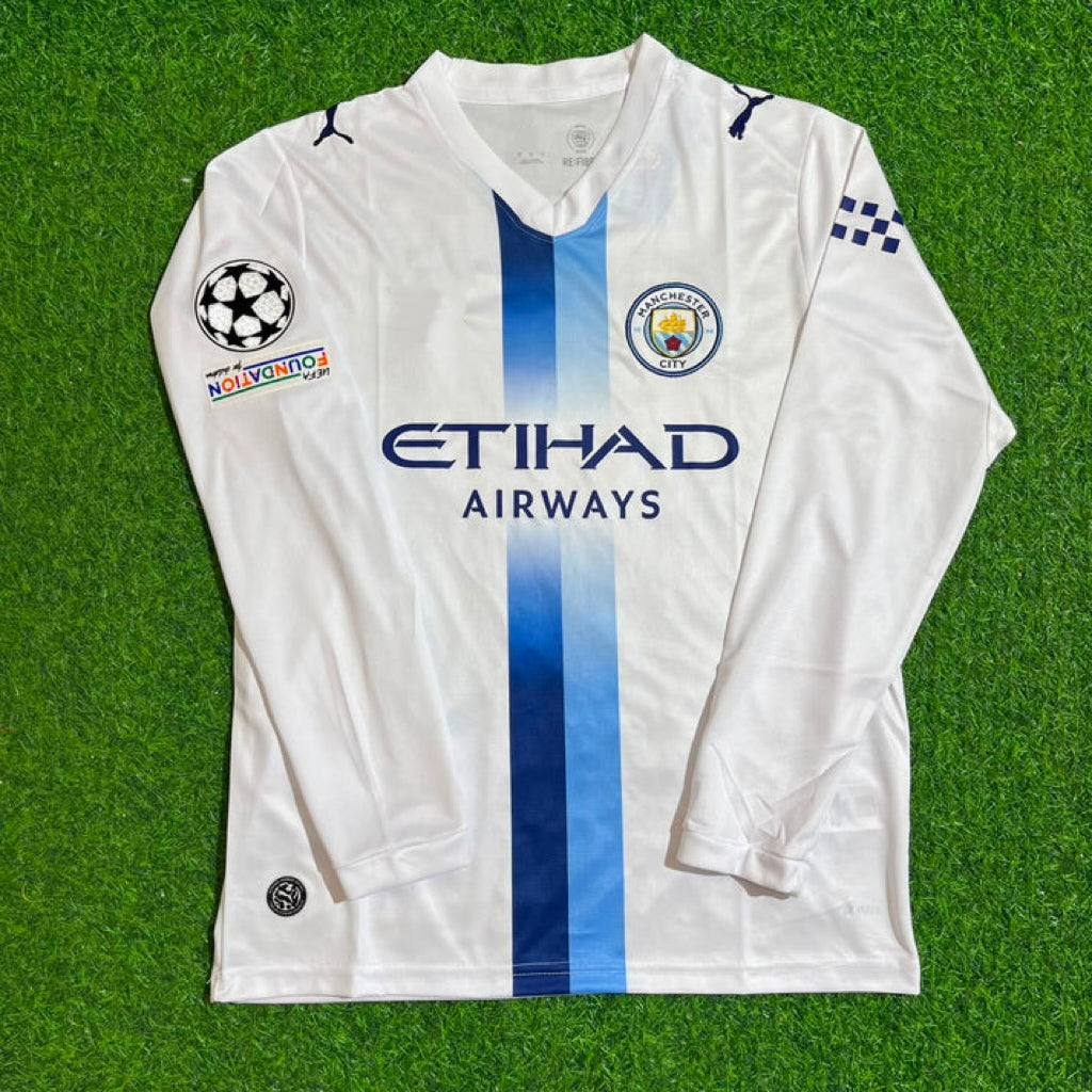Abdülkadir Khusanov #45 Manchester City 2026-27 Third New Season Long Sleeve Champions League Patch Jersey Trikot Maillot Soccer Shirt