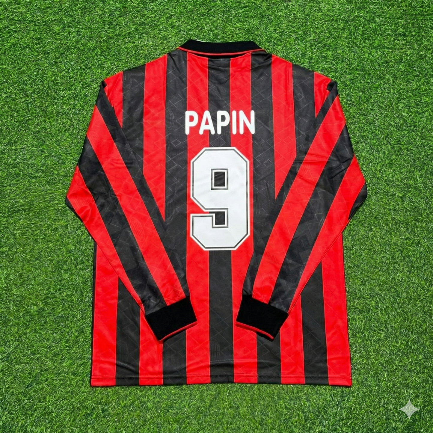 Jean-Pierre Papin #9 AC Milan 1993 1994 Home Long Sleeve Retro Jersey