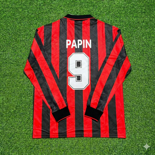 Jean-Pierre Papin #9 AC Milan 1993 1994 Home Long Sleeve Retro Jersey