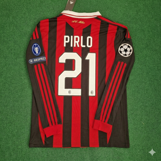 Andrea Pirlo Milan 2009 2011 Retro Long Sleeve Jersey Maillot Trikot Maglia
