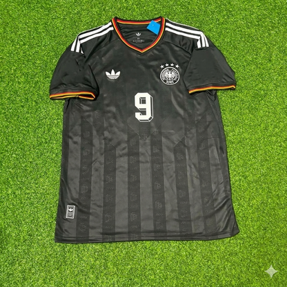 Maillot de football rétro vintage noir Rudi Völler 9# Allemagne