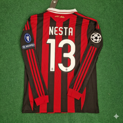 Alessandro Nesta Milan 2009 2011 Retro Long Sleeve Jersey Maillot Trikot Maglia