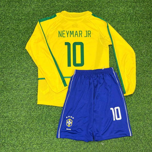Neymar Jr Brazil Legendary Yellow Long Sleeve Retro Football Jersey