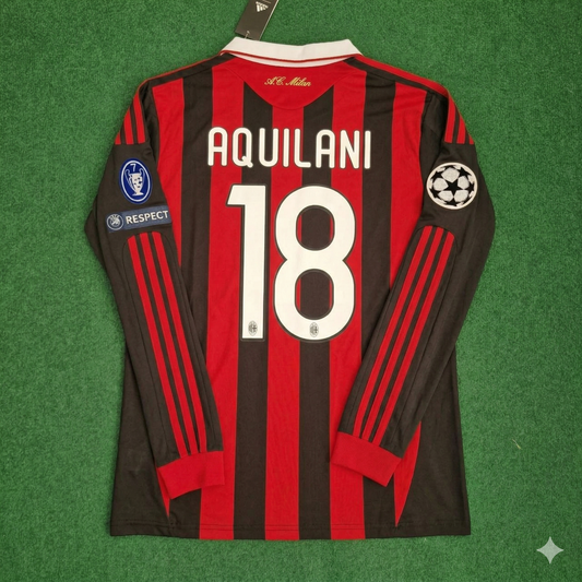Alberto Aquilani Milan 2009 2011 Retro Long Sleeve Jersey Maillot Trikot Maglia