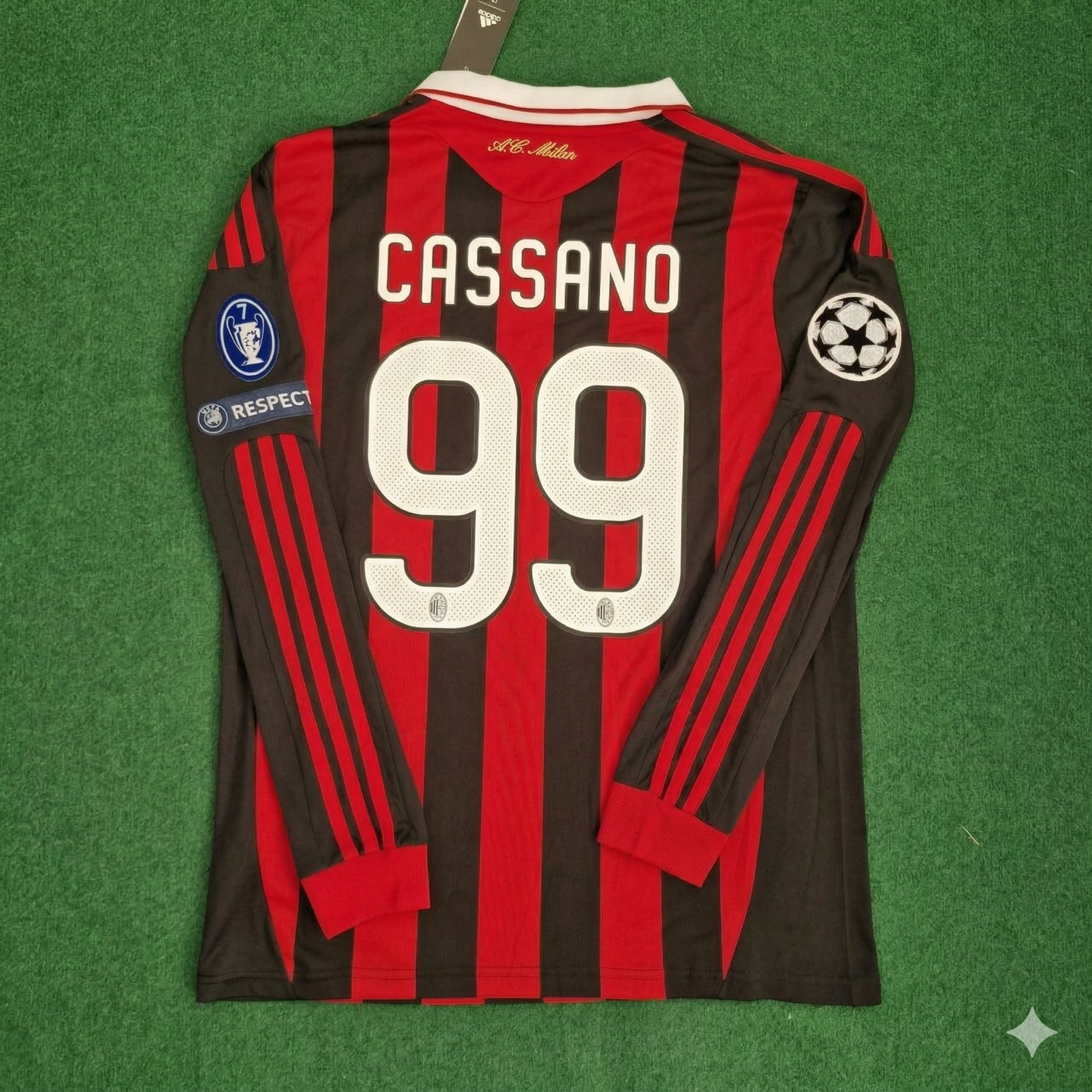 Antonio Cassano Milan 2009 2011 Retro Long Sleeve Jersey Maillot Trikot Maglia