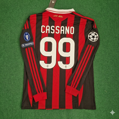 Antonio Cassano Milan 2009 2011 Retro Long Sleeve Jersey Maillot Trikot Maglia