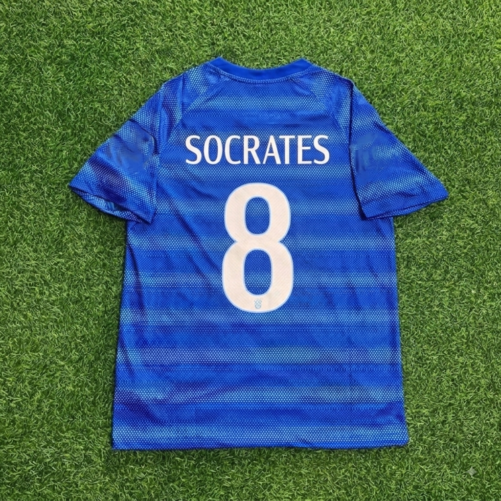 Socrates #8 Brazil  Retro Blue Jersey Trikot