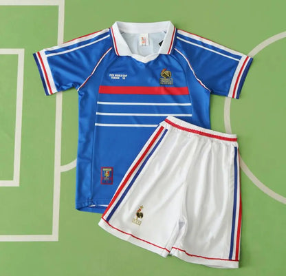 Frankreich 1998 Home Kids Kit Kindertrikot Maillot Enfant Kindertrui (Alter 3–13) 