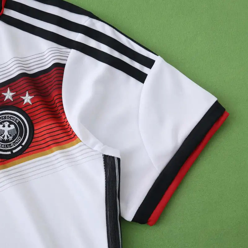 Germany Deutschland 2014 World Cup White Retro Kids Kit Jersey Trikot Maillot Soccer Shirt