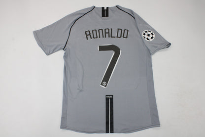 Cristiano Ronaldo Manchester United 2007 2008 Graues Retro-Trikot Trikot Maillot Fußballshirt