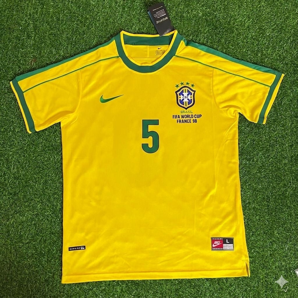 Flávio Conceição #5 Brazil 1998 World Cup Retro Jersey Soccer Shirt