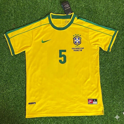Flávio Conceição #5 Brazil 1998 World Cup Retro Jersey Soccer Shirt