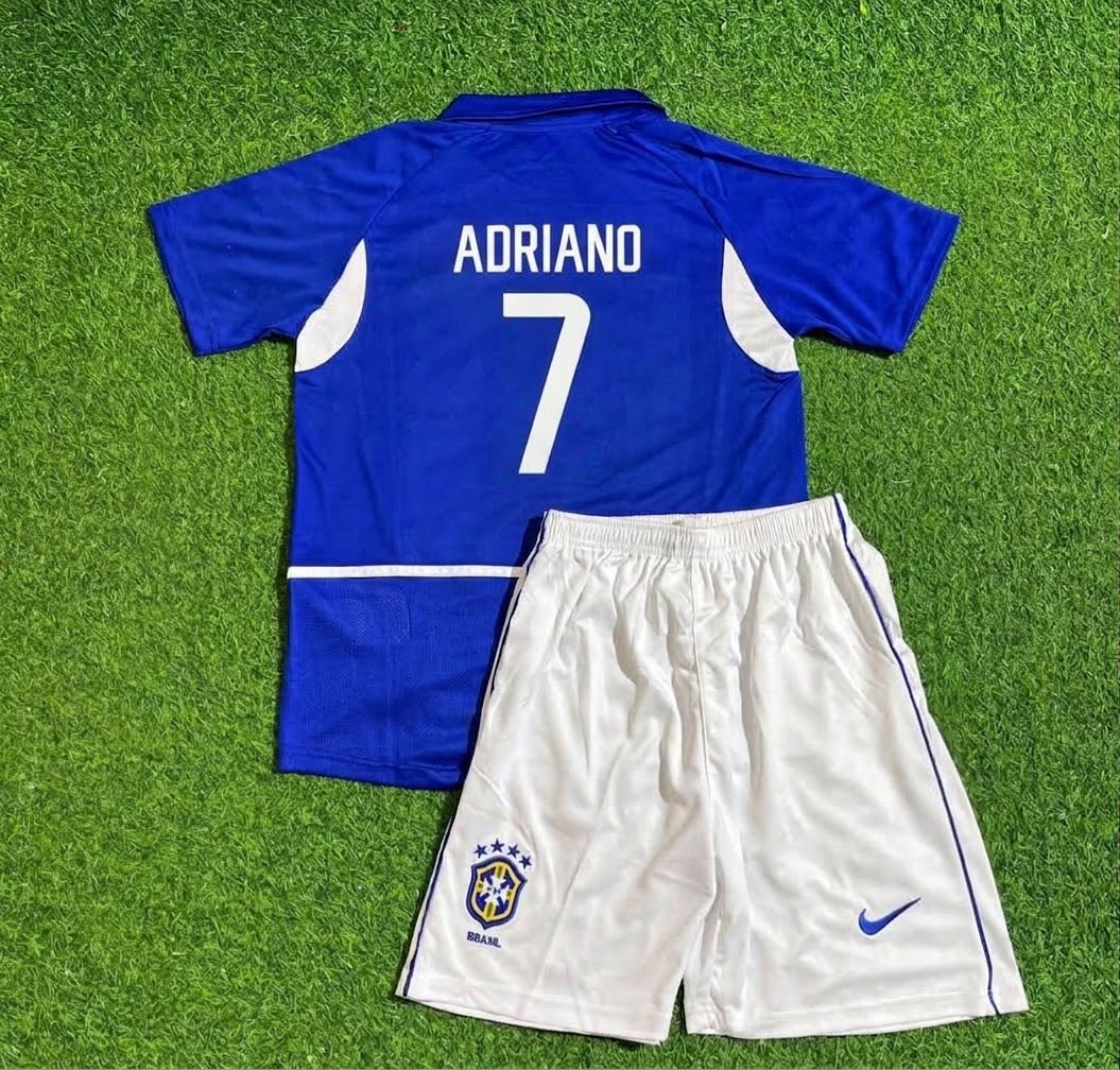 Adriano Brazil Away Kids Kit – Kit Jersey for Children – | KinderTrikot | Maillot Enfant Soccer Shirt
