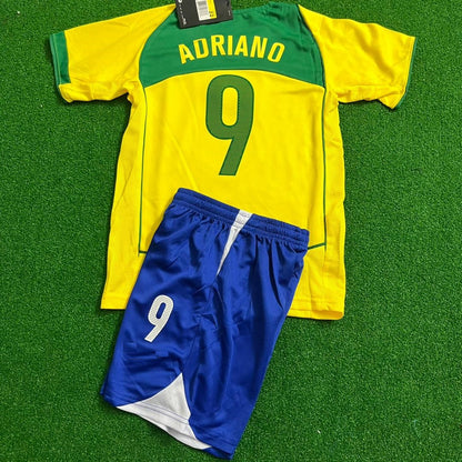 Adriano Brasilien 2004-06 Retro Kinder kit Kindertrikot maillot enfant Soccer Shirt