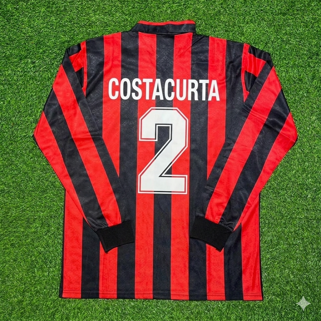 Alessandro Costacurta #2 AC Milan 1989-1990 Retro Long Sleeve Football Jersey