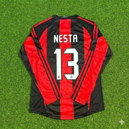 Alessandro Nesta AC Milan 2010-2011 Home Log Sleeve Retro Football Jersey