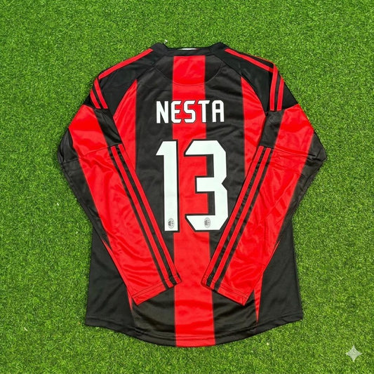Alessandro Nesta AC Milan 2010-2011 Home Log Sleeve Retro Football Jersey
