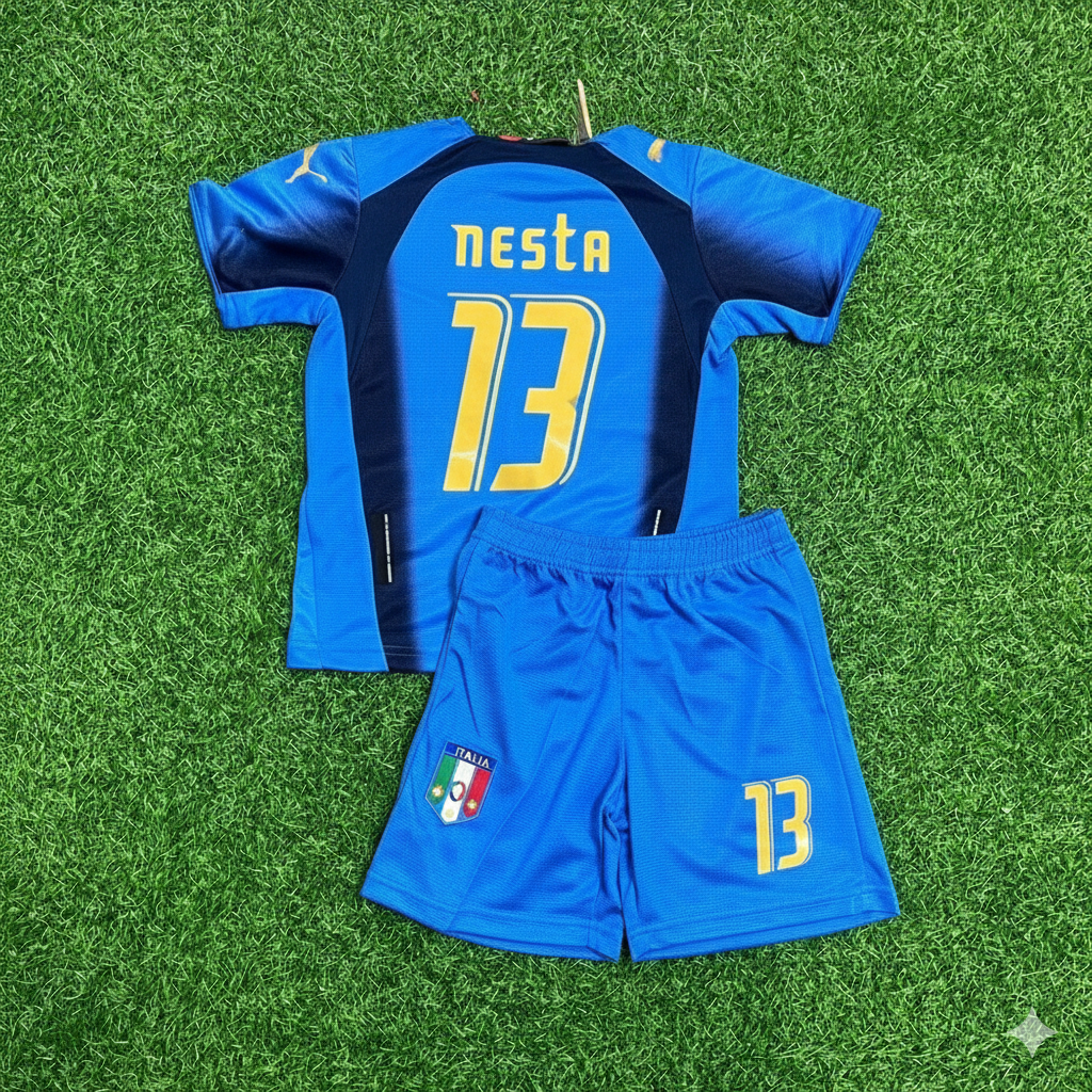 Alessandro Nesta 13 – Italien 2006 WM-Finale Retro-Kindertrikot Maillot Kinder Trikot Maglia Fußballshirt
