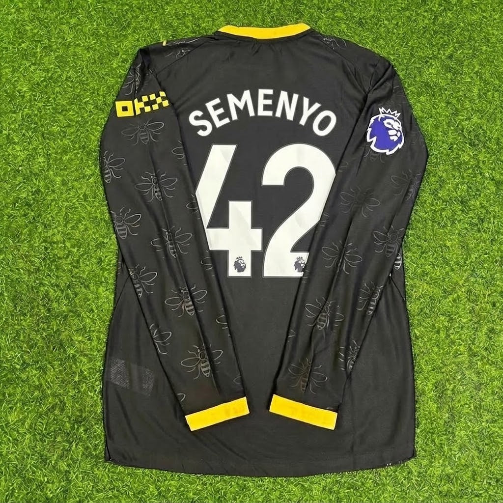 Antoine Semenyo #42 Manchester City 2026/2027 New Season Away Black Long Sleeve Jersey Trikot Maillot Soccer Shirt