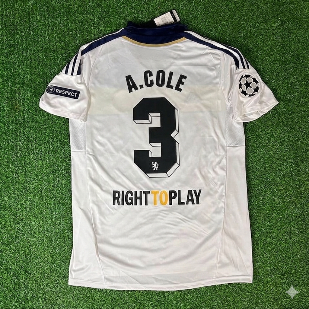 Ashley Cole #3 Chelsea 2011 2012 Champions League White Yellow Retro Jersey Trikot