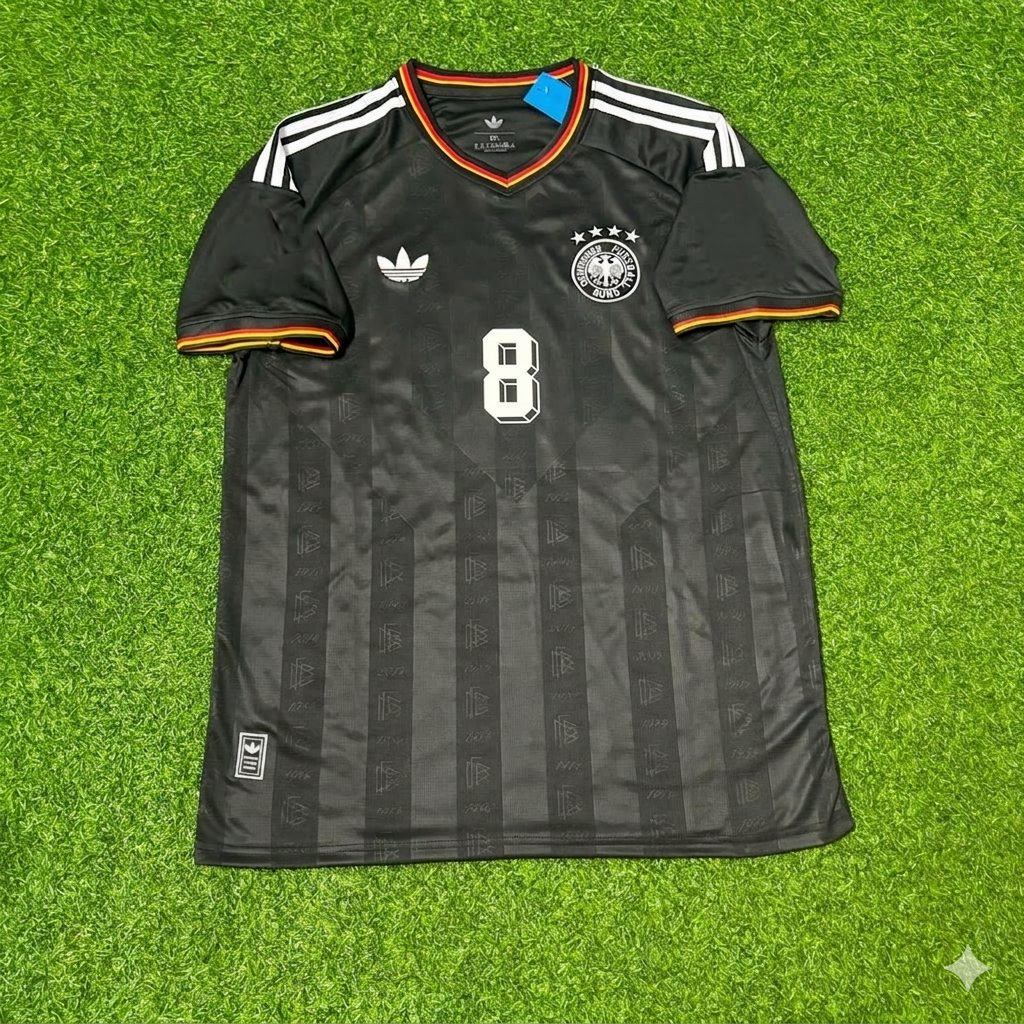 Toni Kroos 8# Maillot de Football Rétro Vintage Noir Allemagne