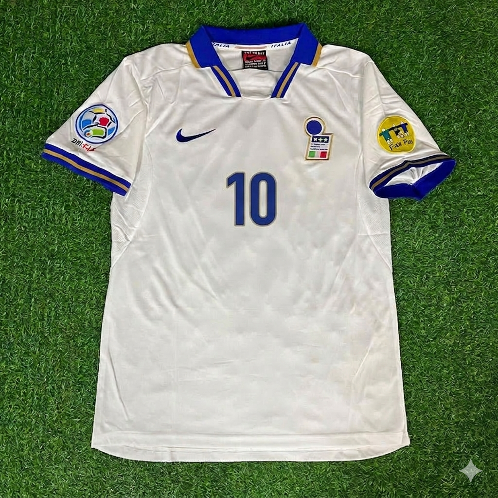 Demetrio Albertini #10 Italy EURO 1996 White Retro Jersey