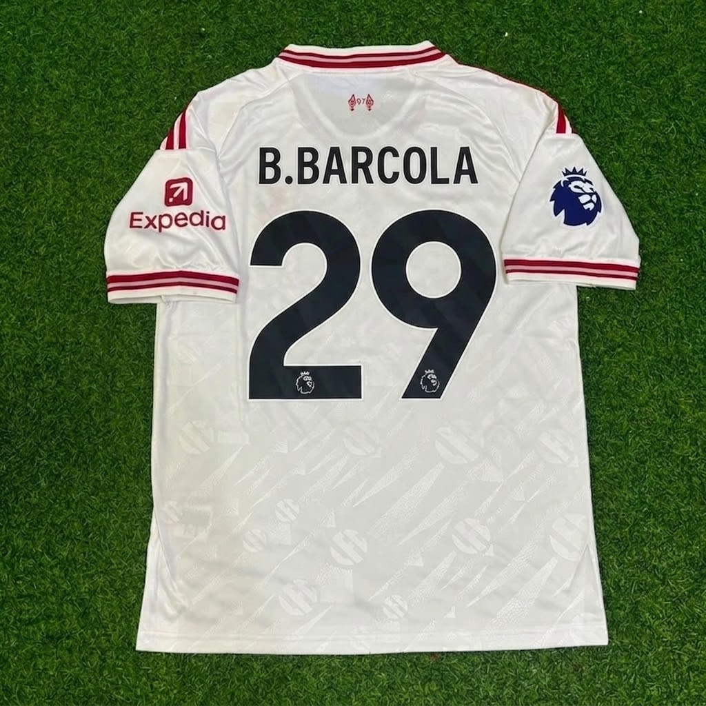 Bradley Barcola #29 Liverpool New Season 2027 White Away Football Jersey Kit