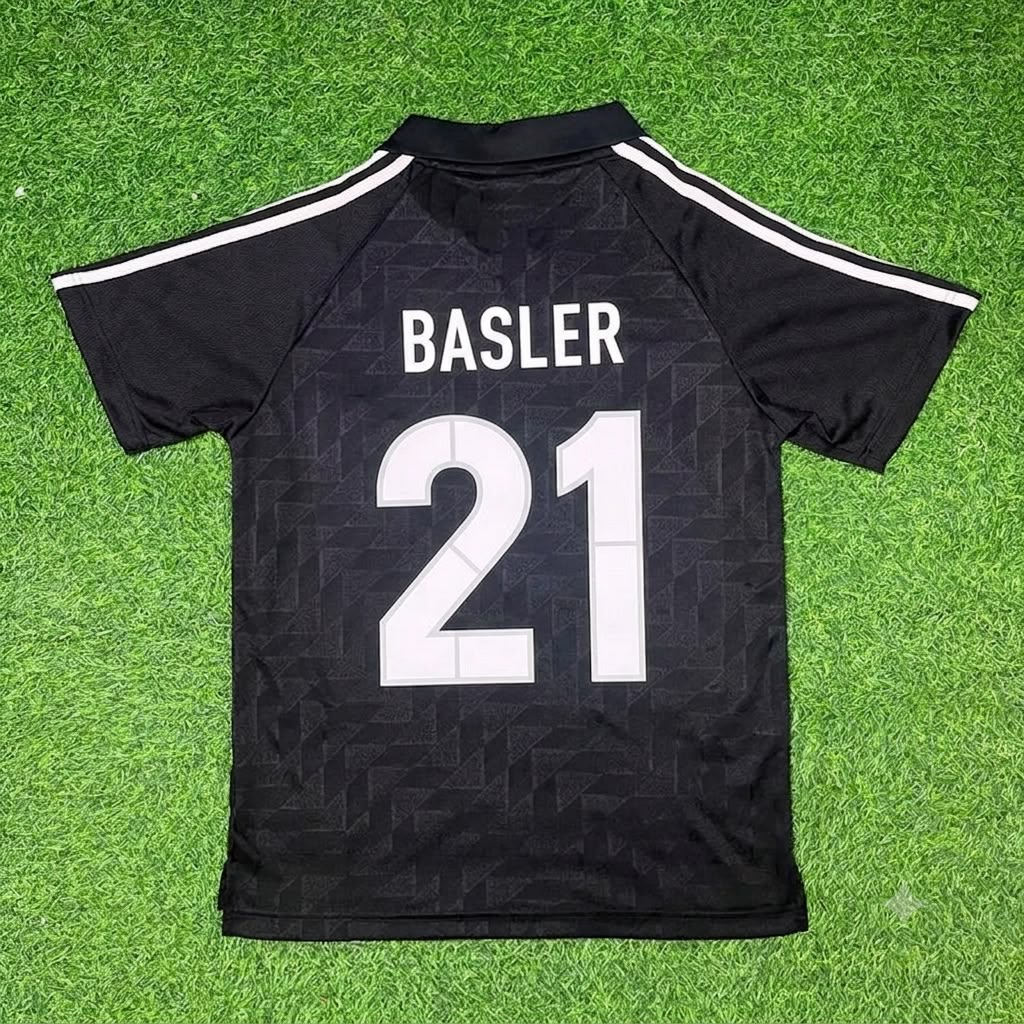 Mario Basler Germany Deutschland Schwarzes Retro Fußballtrikot