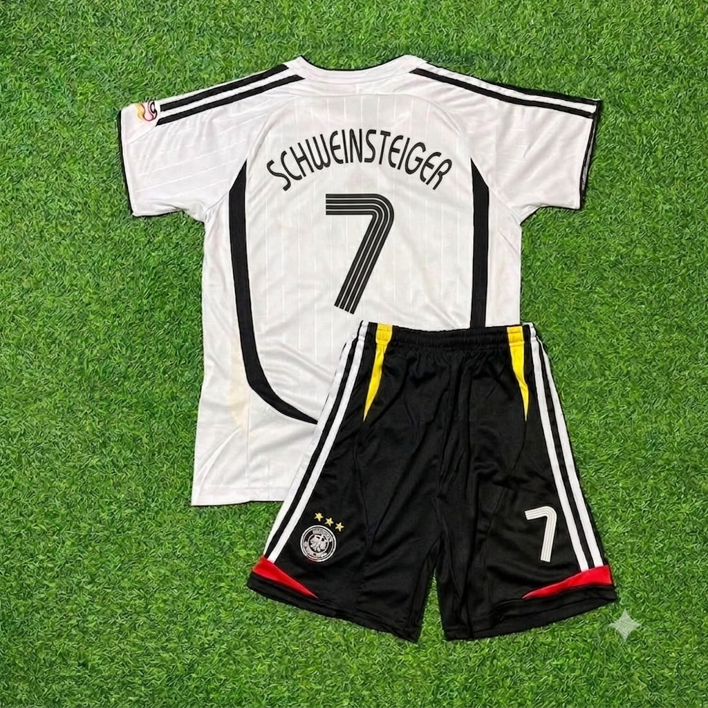 Bastian Schweinsteiger Germany 2006 World Cup Kids White Retro Football Jersey Kit