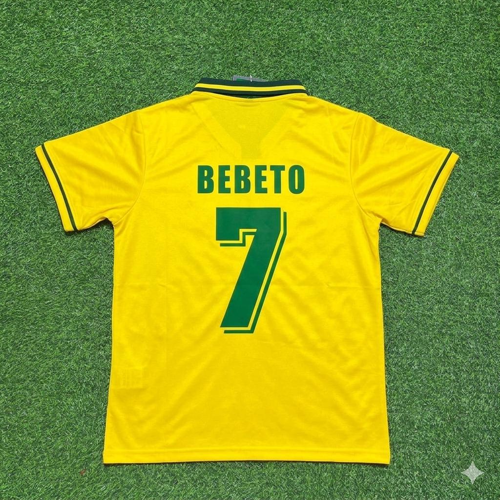Bebeto #7 Brazil 1994 World Cup Final Retro Football Jersey