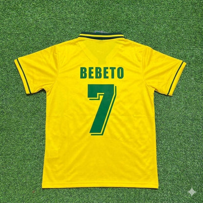 Bebeto #7 Brazil 1994 World Cup Final Retro Football Jersey