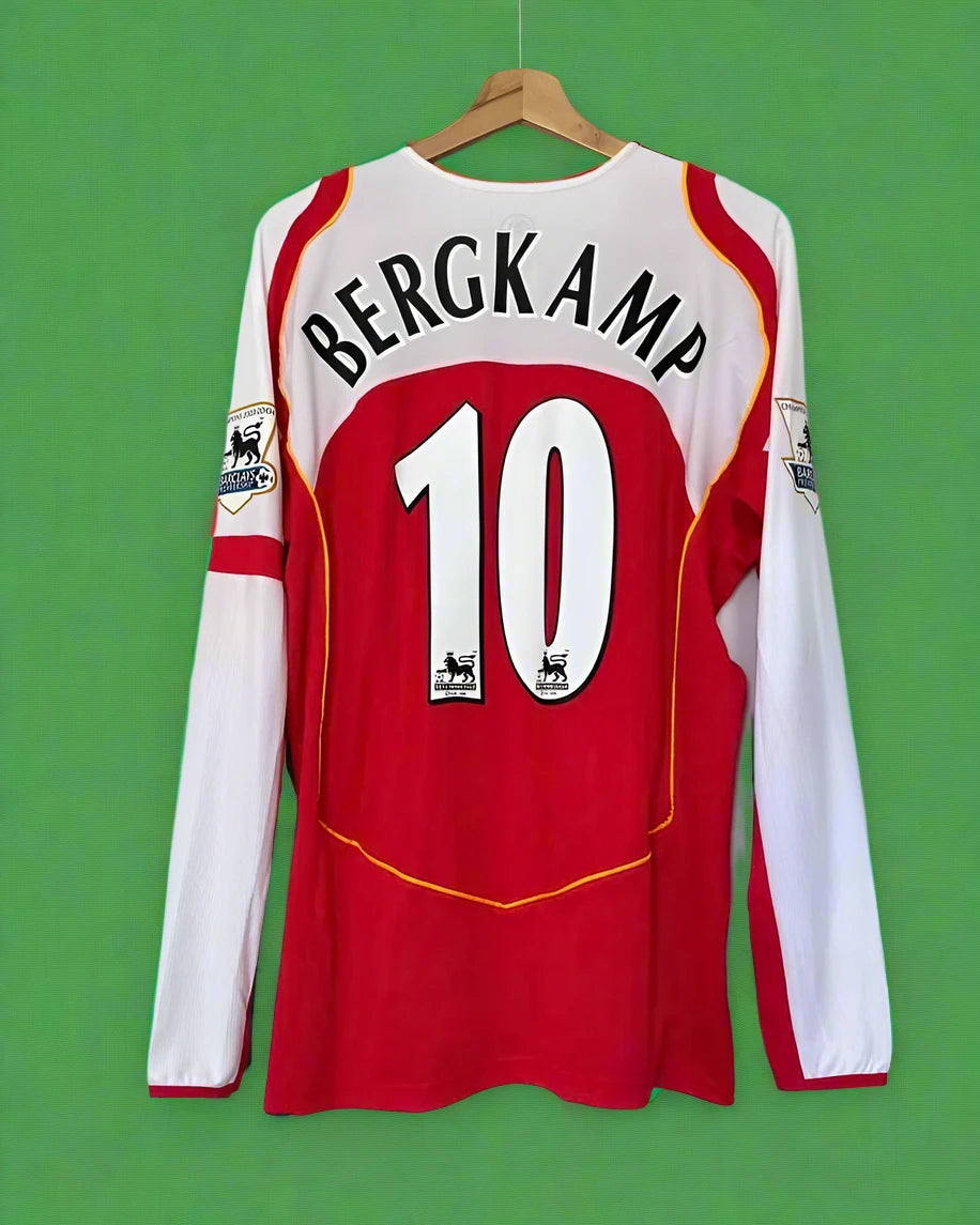 Dennis Bergkamp Arsenal Retro Long Sleeve Kit Jersey Trikot Maillot