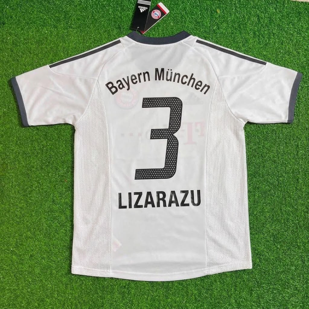 Bixente Lizarazu Bayern Munich 2002/2004 Away White Retro Football Jersey Trikot Mailot