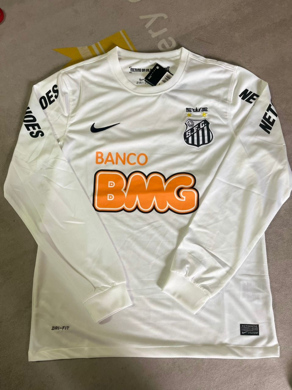 Neymar Jr Santos FC White Retro Long Sleeve Football Jersey