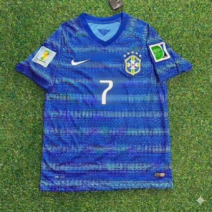 Hulk 7- 2014 World Cup Retro Blue Jersey Trikot