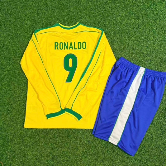 Ronaldo Nazario Brazil 1998 Kids Long Sleeve Retro Football Jersey